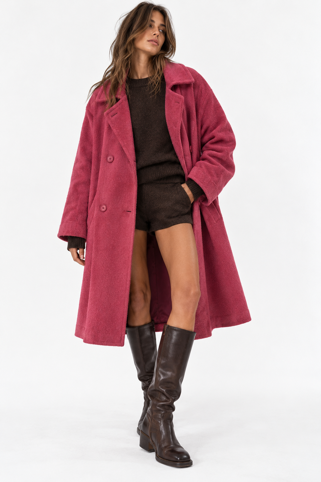 Cappotto vintage lampone 85% alpaca