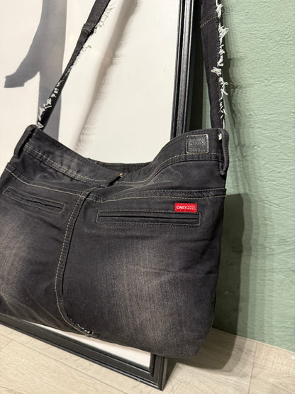 Borsa denim fiori handmade