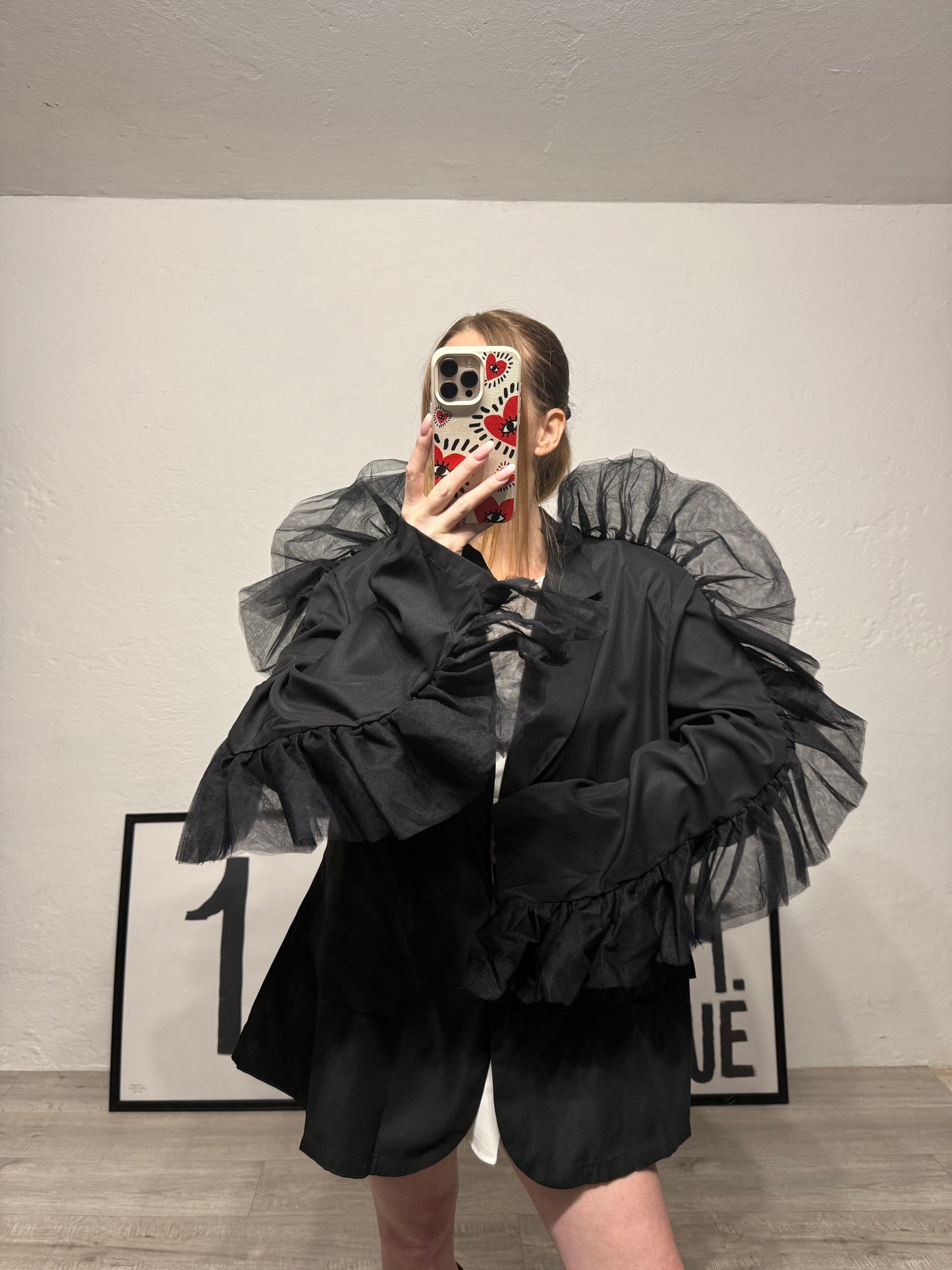 Blazer monopetto tulle upcycling