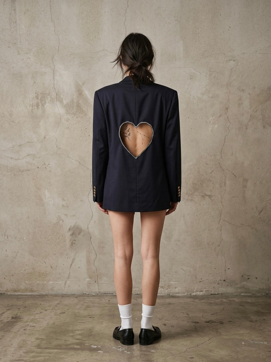Blazer vintage ‘ghost heart’ reworked