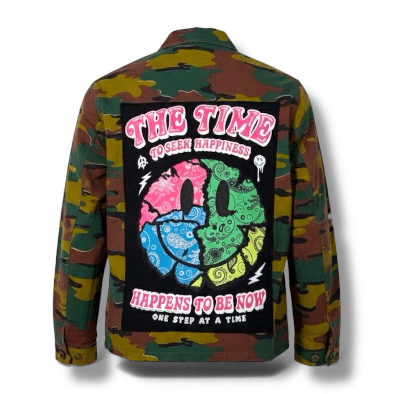 Giacca militare ‘Fluo smile’ upcycling