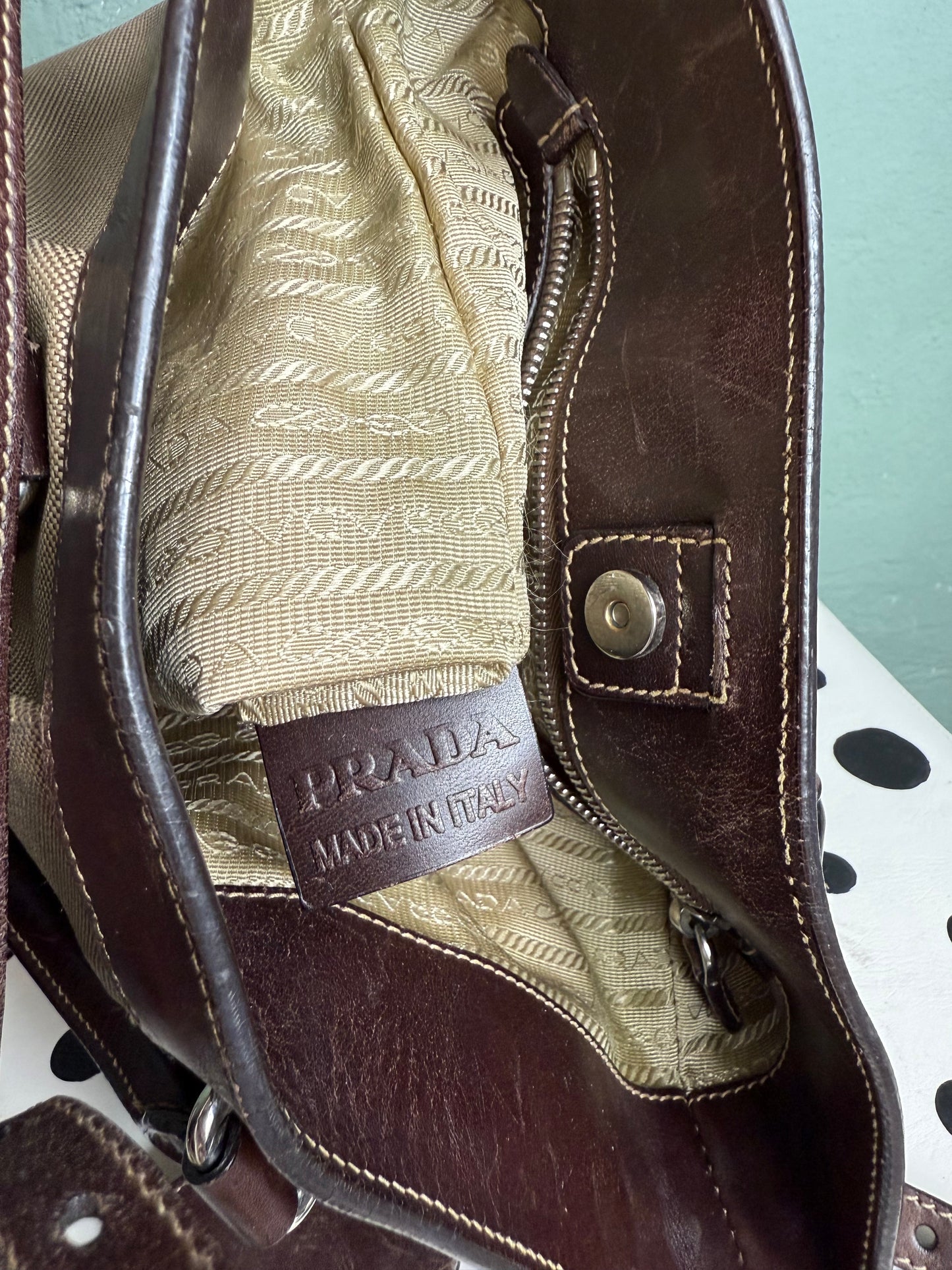 Prada Brown Canapa Canvas & Leather