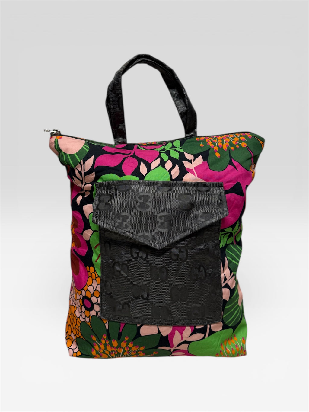Shopper flowers handmade tasca logo Gucci