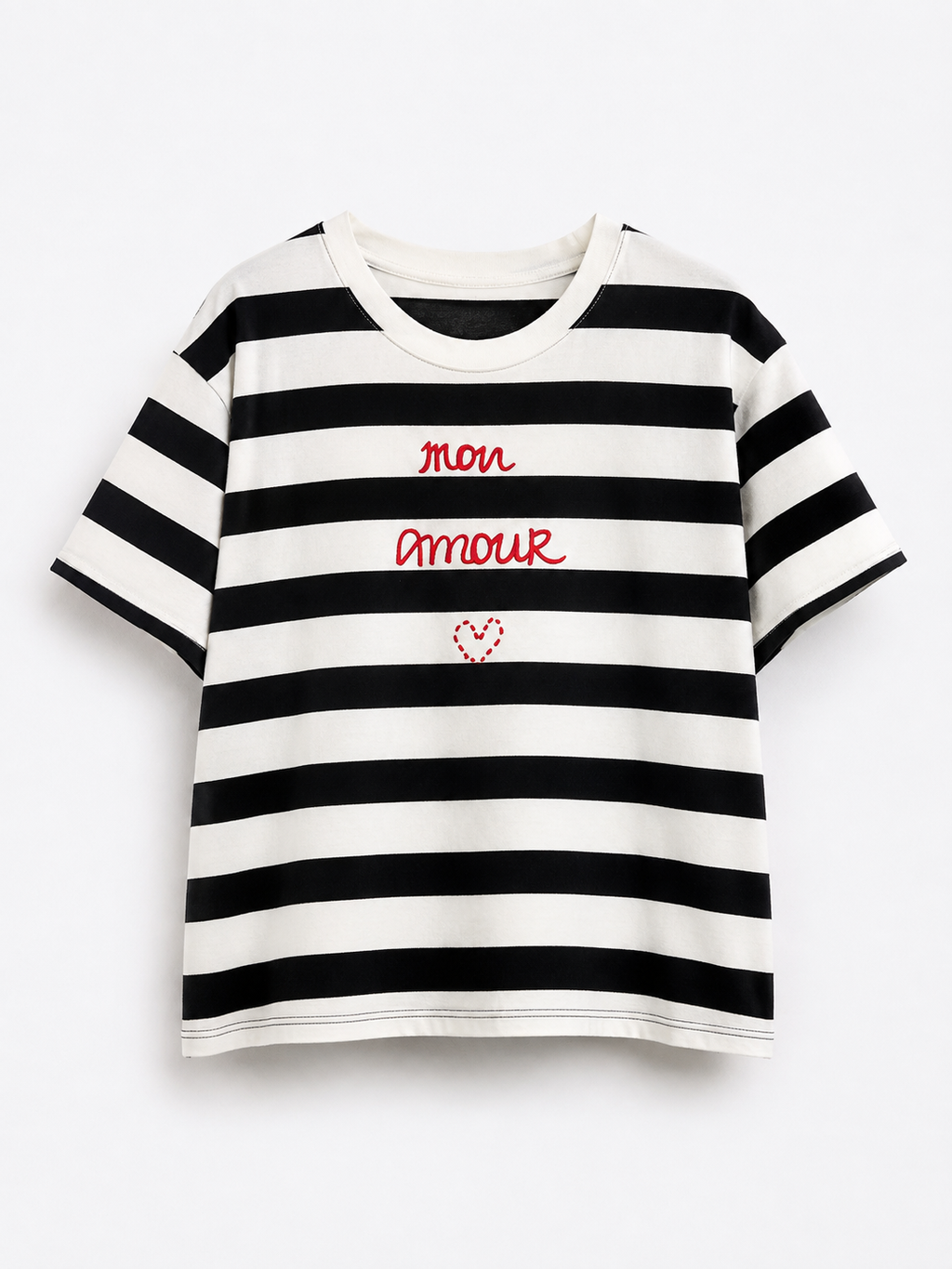 T-shirt righe ‘Mon Amour’