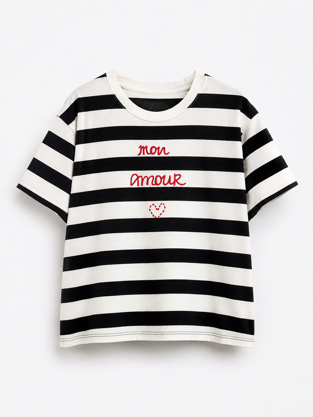 T-shirt righe ‘Mon Amour’