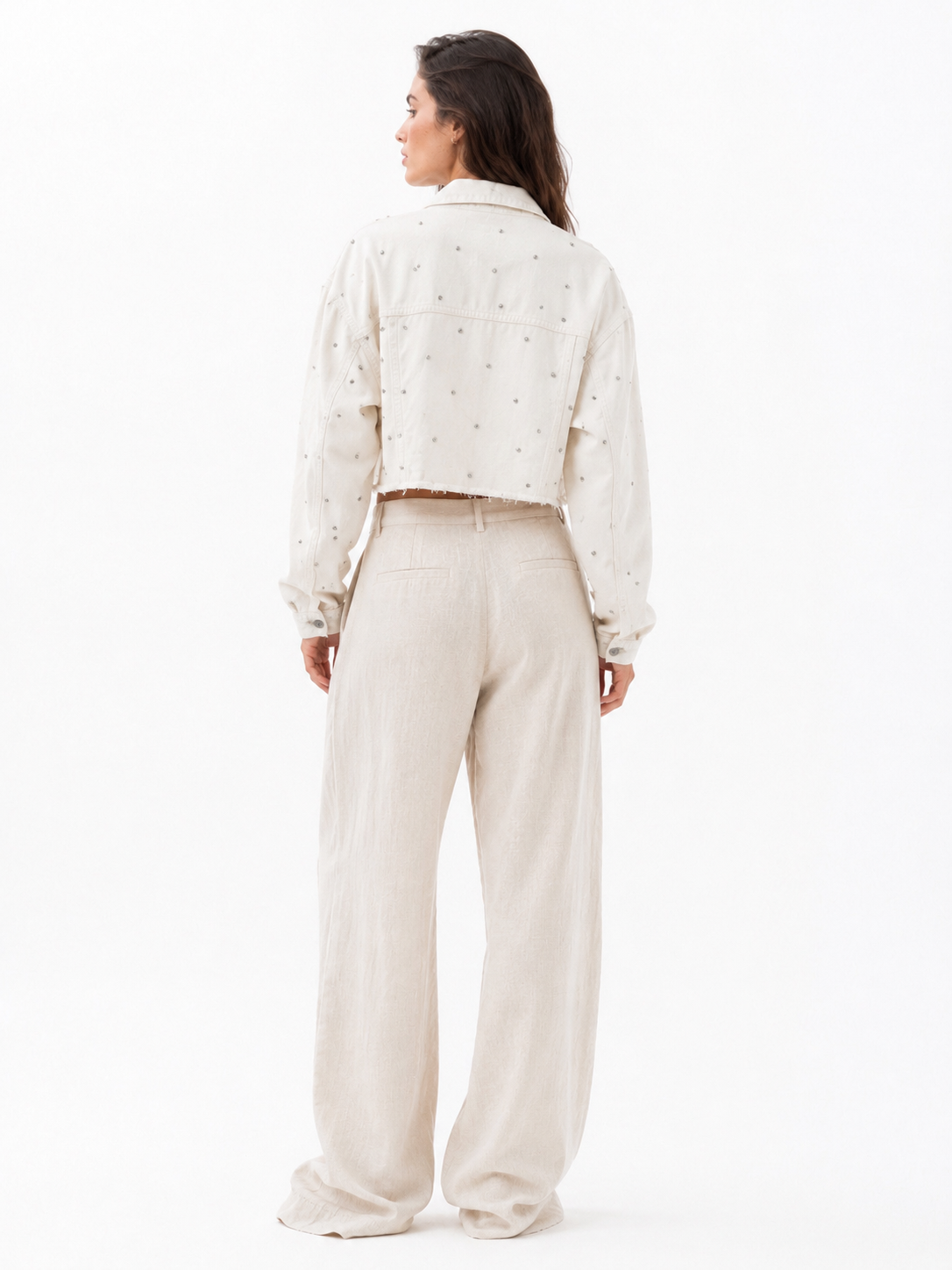 Giacca denim cropped strass