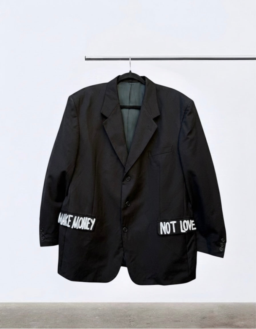 Blazer vintage ‘Make money not love’ Sacré-Cœur handmade - upcycling