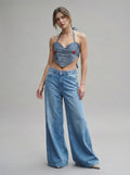 Heart denim top handmade