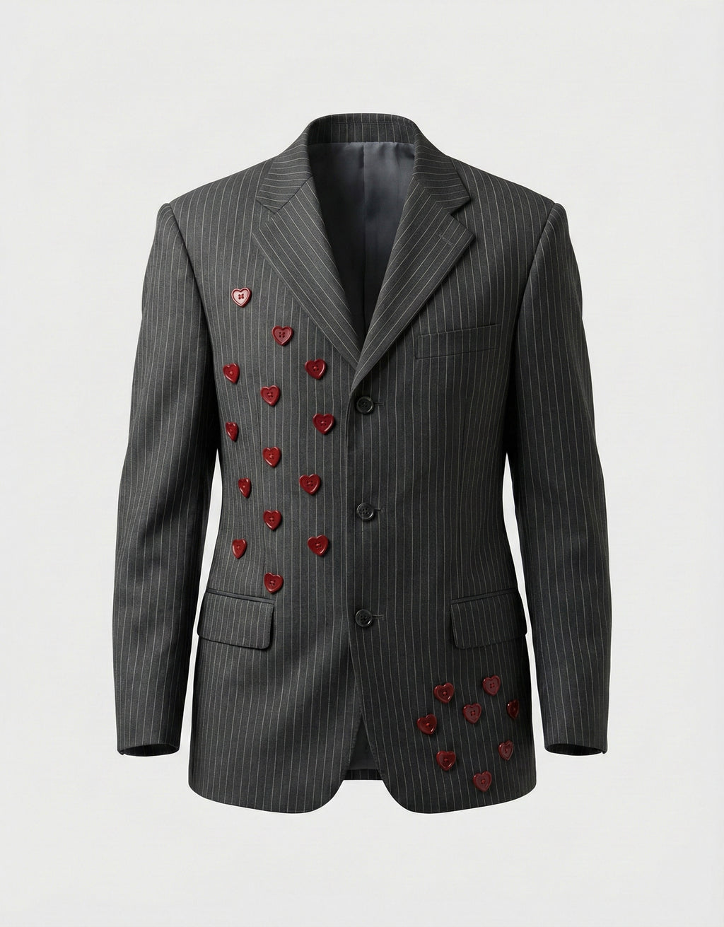Blazer gessato vintage ‘Red hearts’ handmade