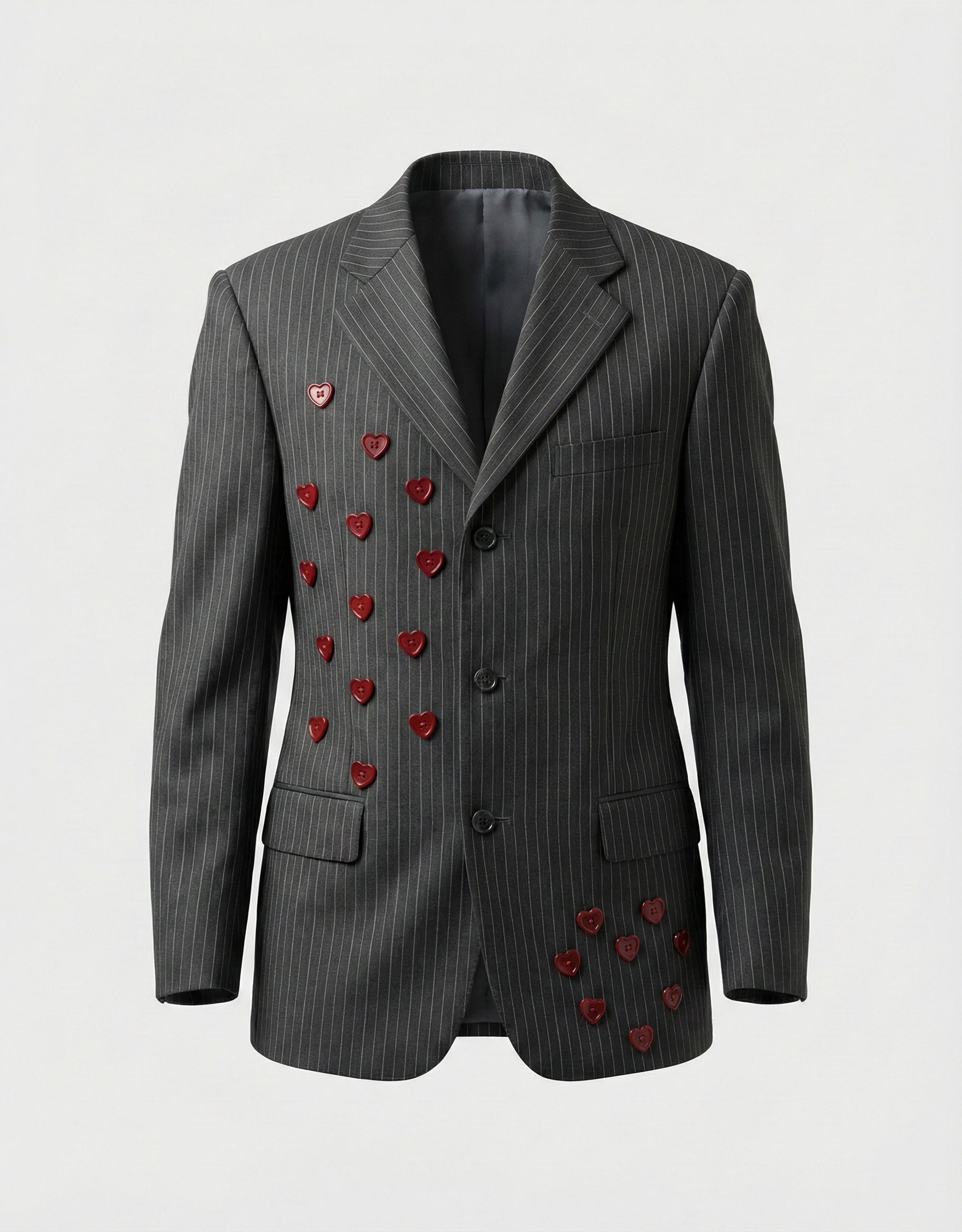 Blazer gessato vintage ‘Red hearts’ handmade