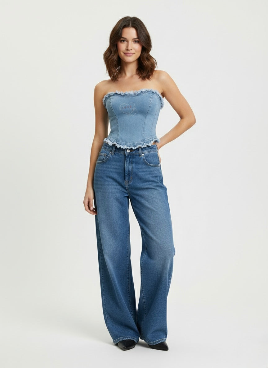 Top corsetto denim
