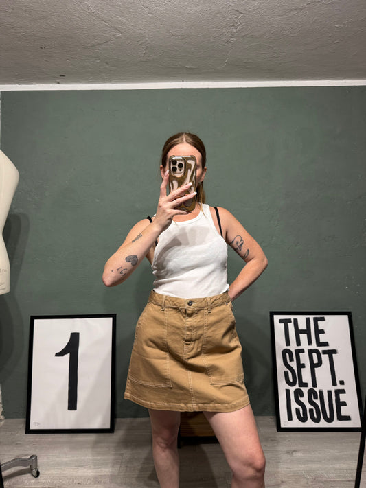 Mini gonna denim cammello