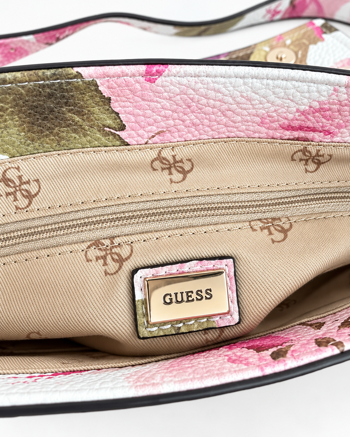 Borsa Guess floreale rosa con tracolla regolabile