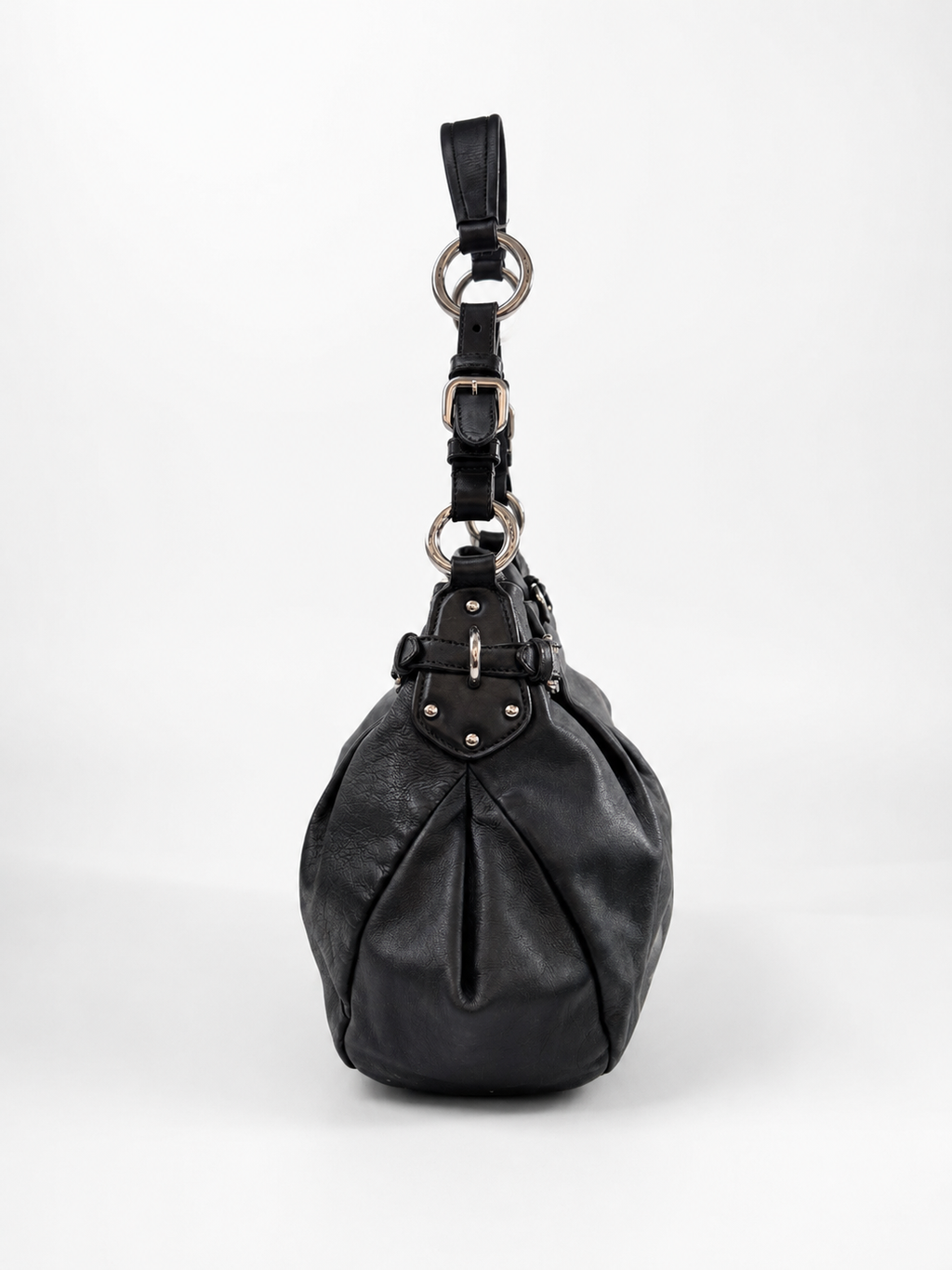 Prada Buckle Pleated Shoulder Hobo Bag Soft Calf Medium