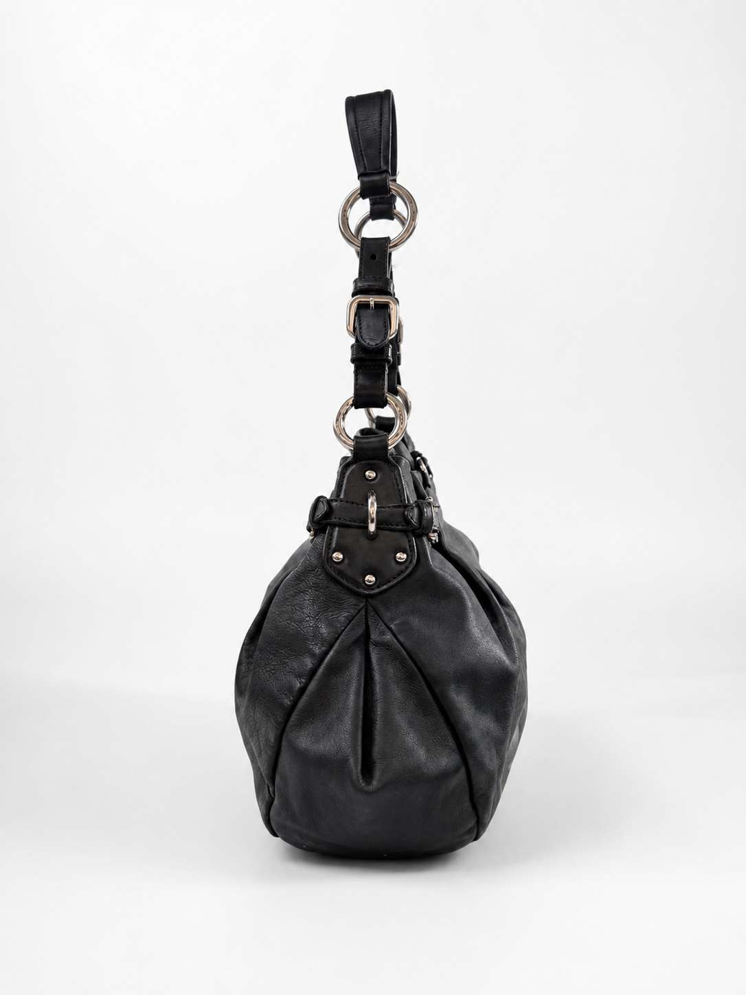 Prada Buckle Pleated Shoulder Hobo Bag Soft Calf Medium