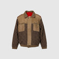Bomber vintage in pelle e lana pied de poule unisex