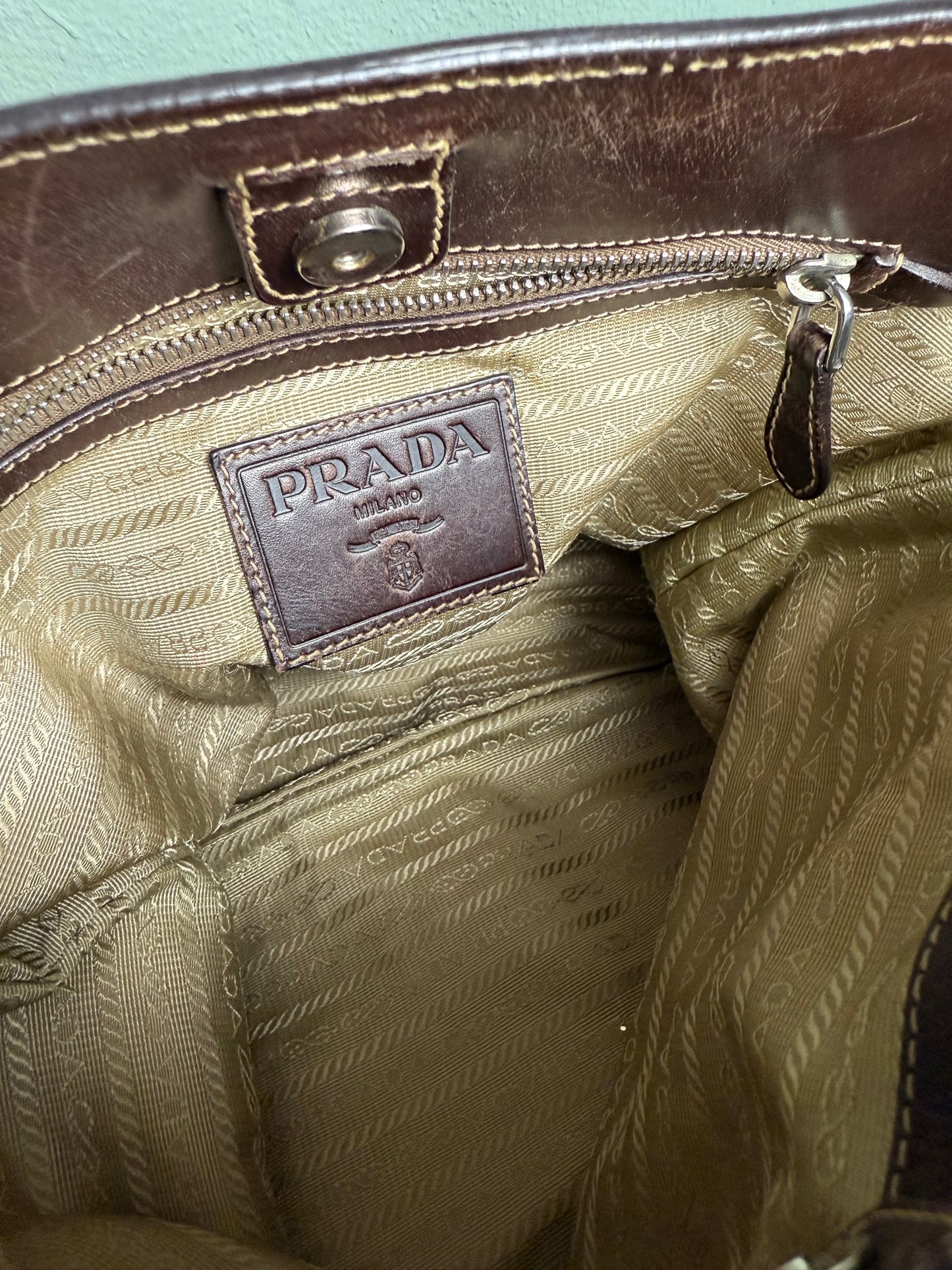 Prada Brown Canapa Canvas & Leather