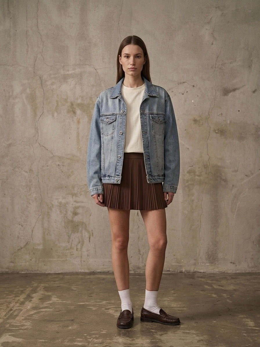 Giacca bomber denim ‘Nascita di Venere’ handmade