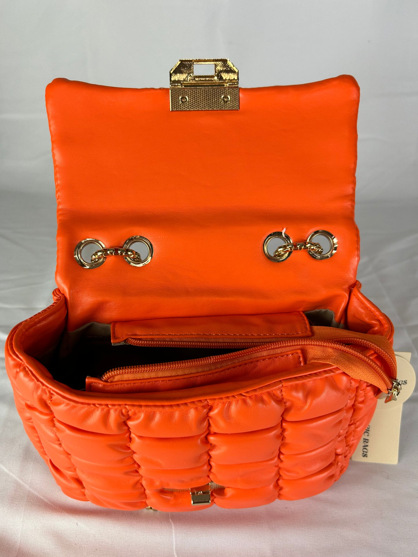 Orange pouf bag