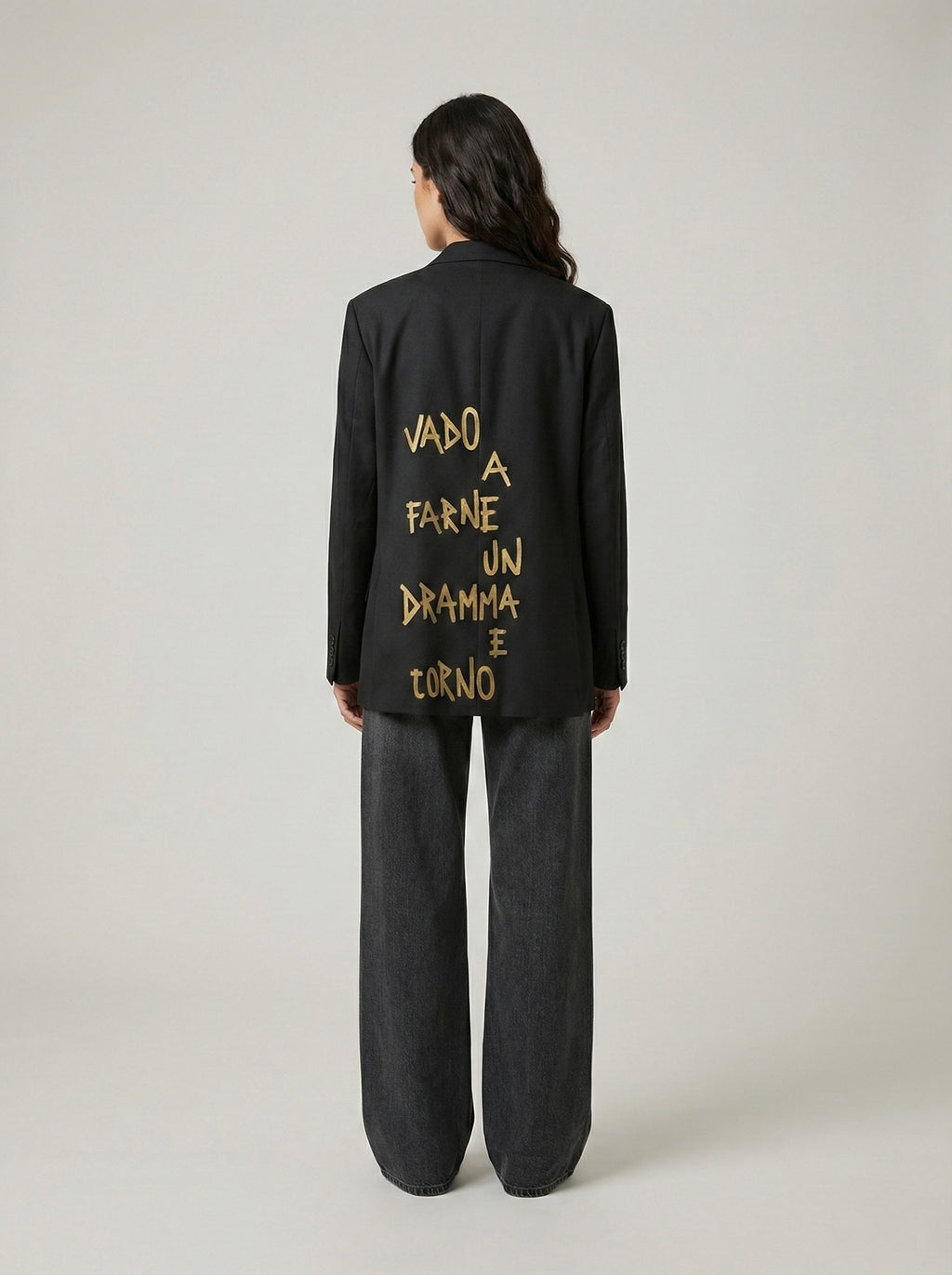 Blazer scritta oro ‘Dramma’ handmade