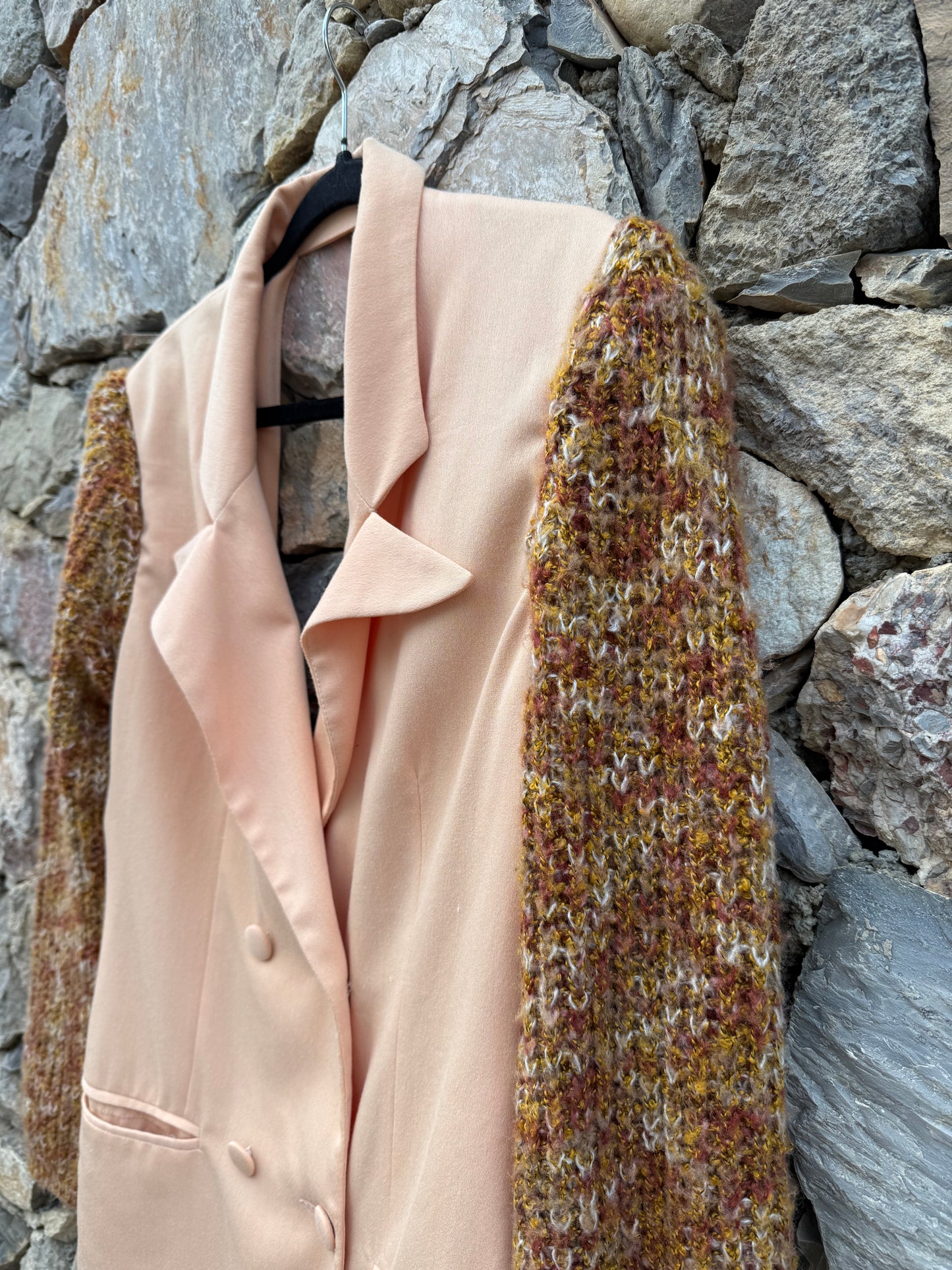 Blazer-robe manteau albicocca & wool handmade