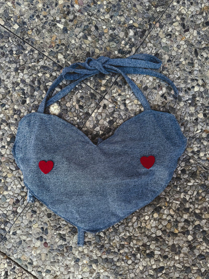 Heart denim top + collana ♥️ tg.S