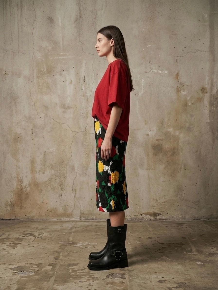 Gonna vintage fiori midi