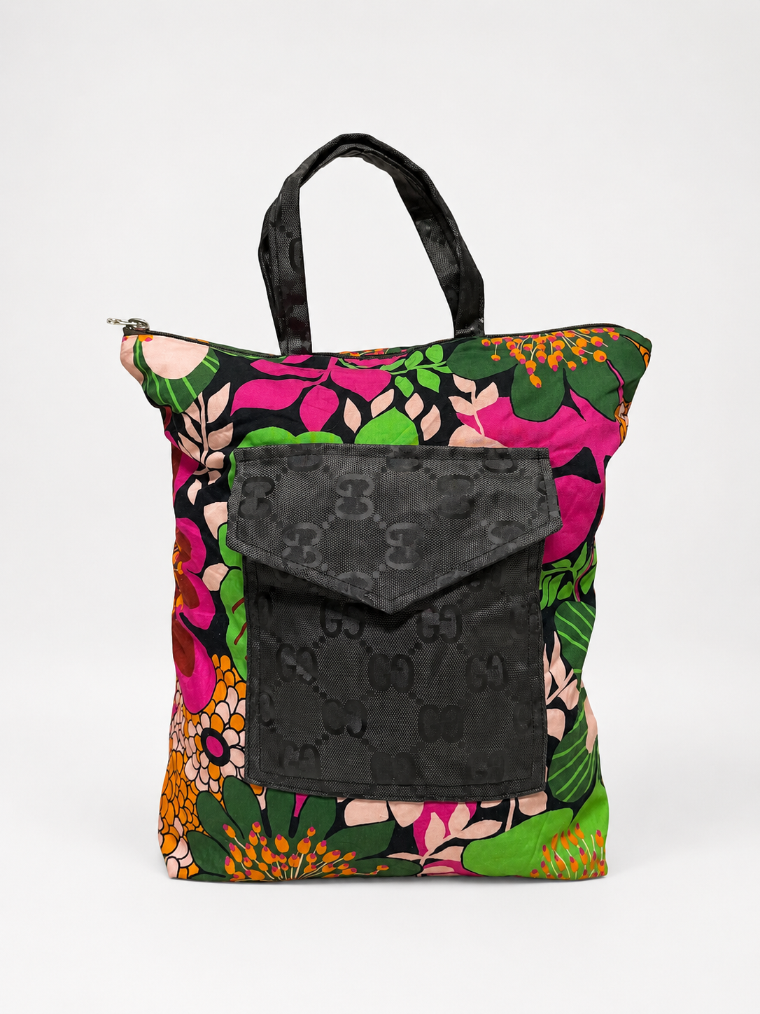 Shopper flowers handmade tasca logo Gucci
