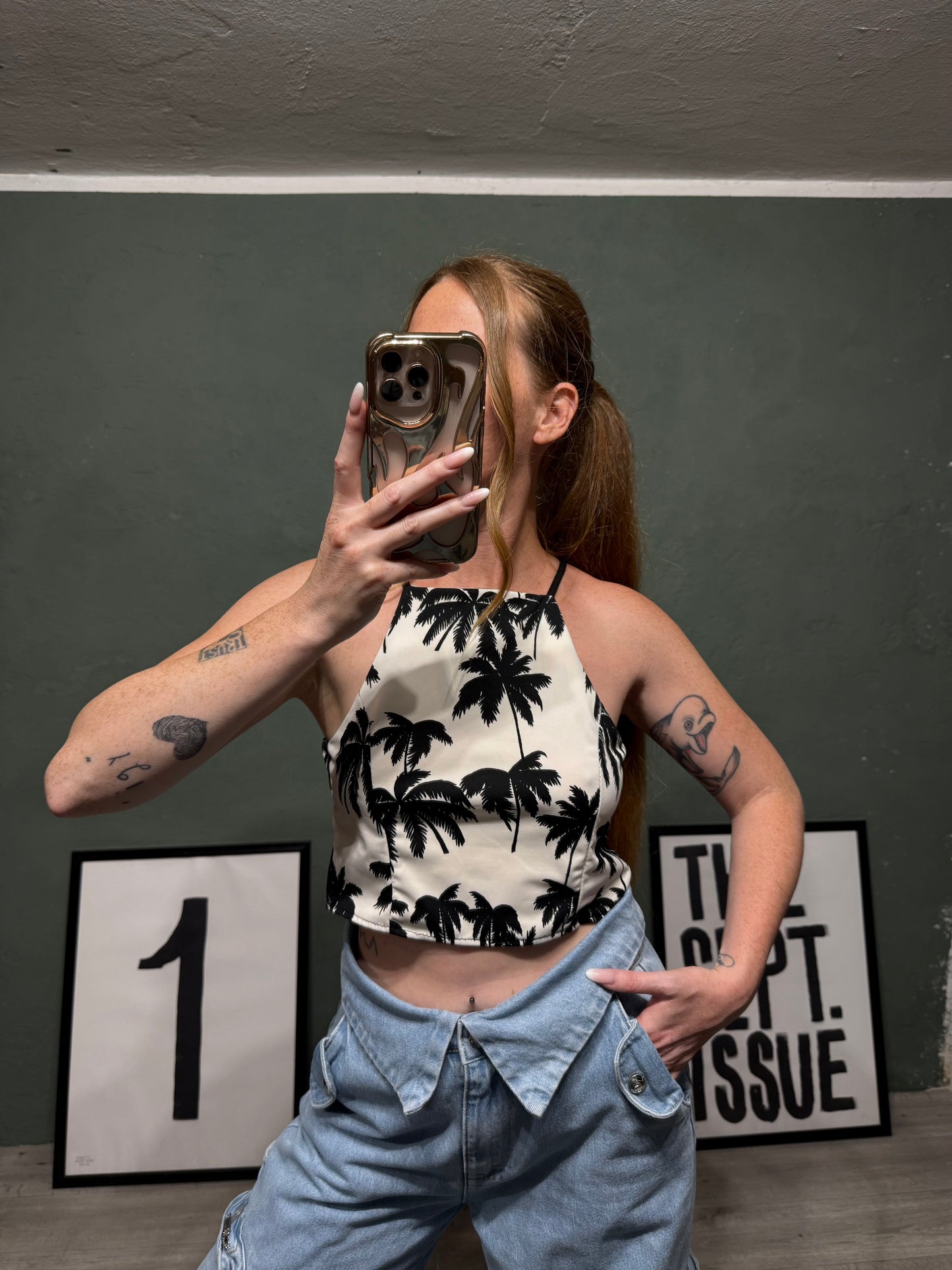 Top cropped Palme tg.S
