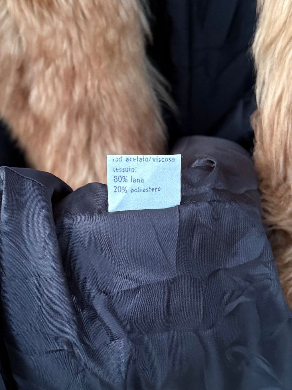Cappotto vintage collo eco fur 80% lana