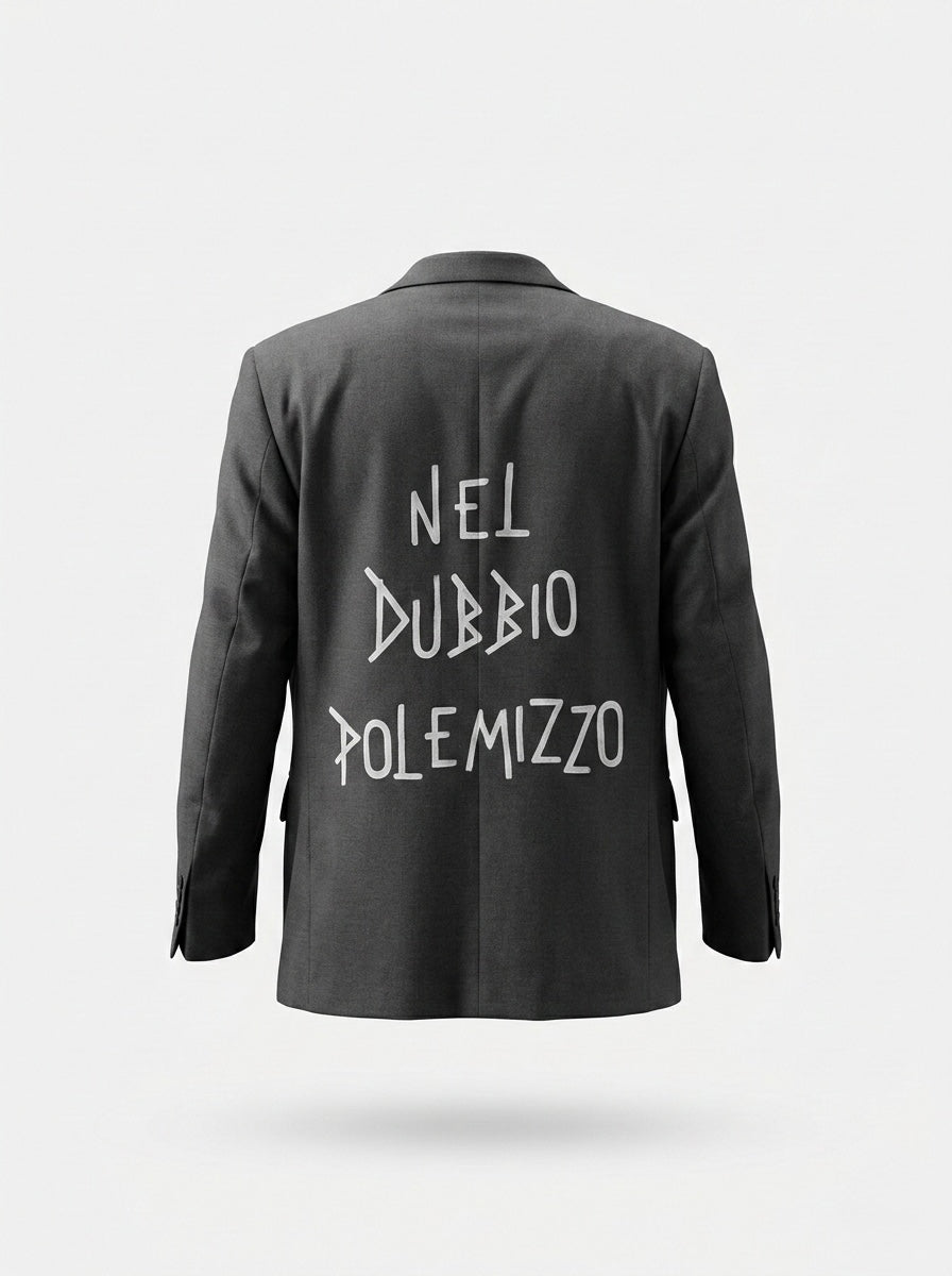 Blazer doppiopetto ‘nel dubbio polemizzo’ handmade