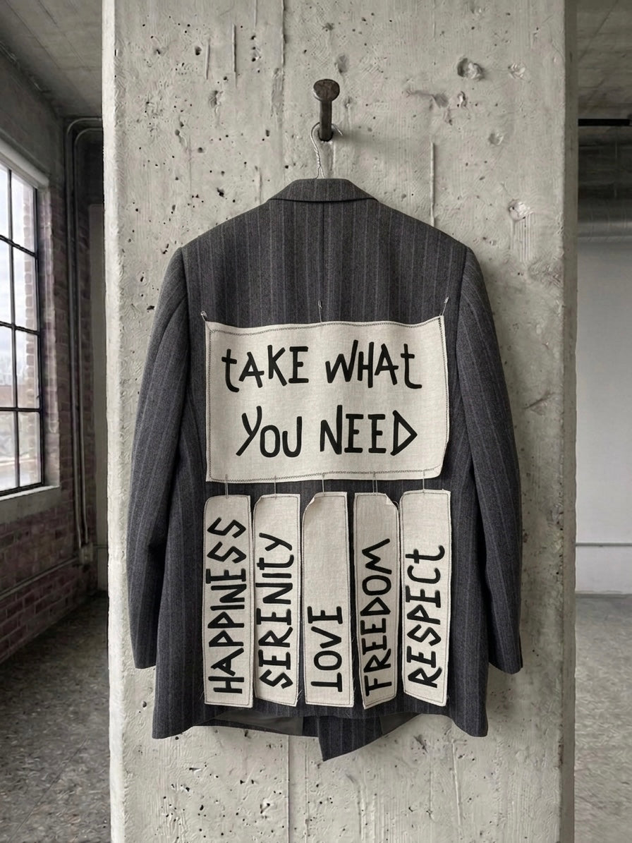 Blazer doppiopetto gessato ‘Take what you need’