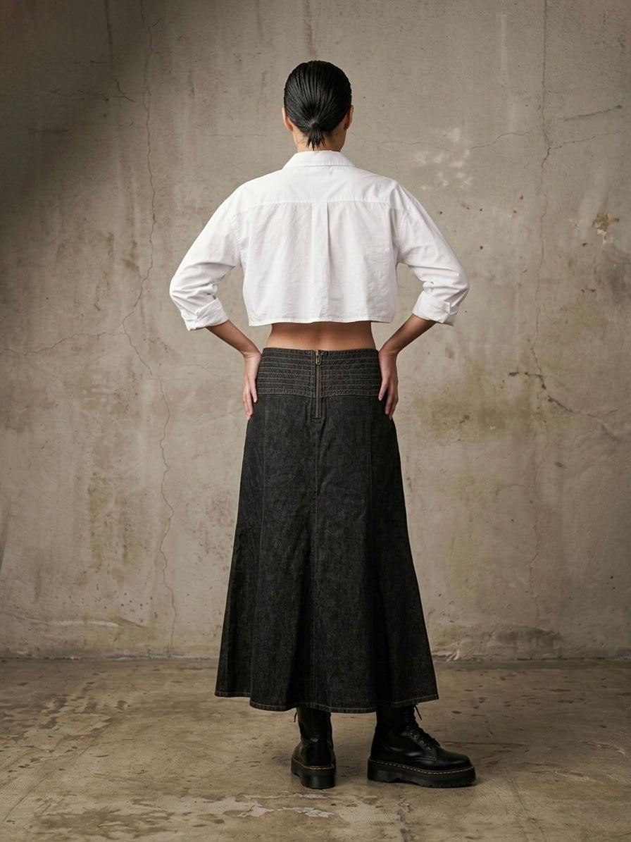 Maxigonna denim fibbie vintage