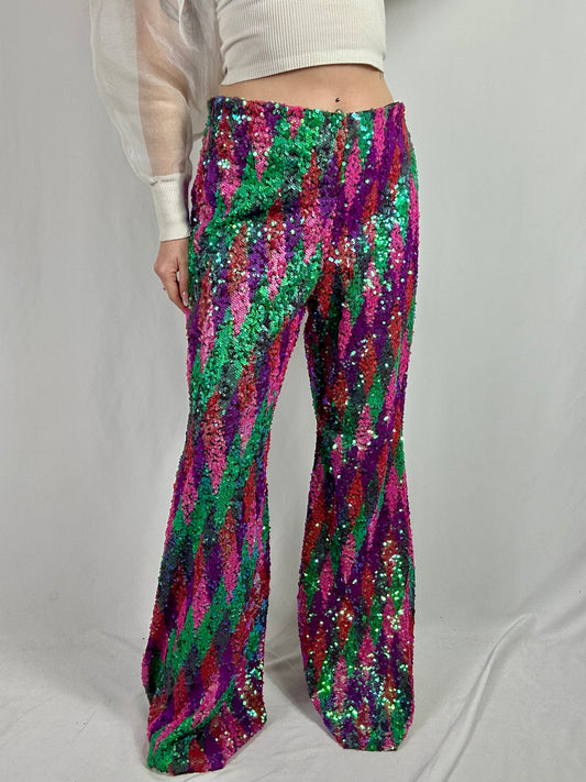 Pantalone zampa paillettes tg.M/L