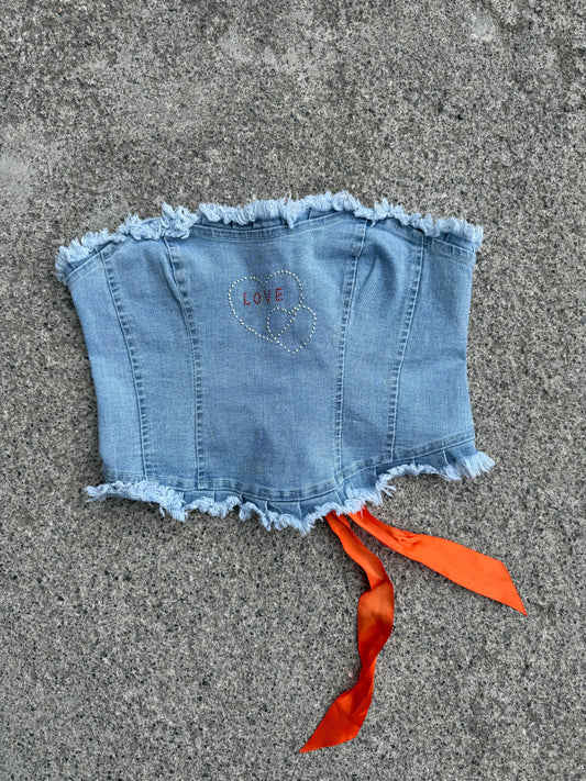 Top corsetto denim
