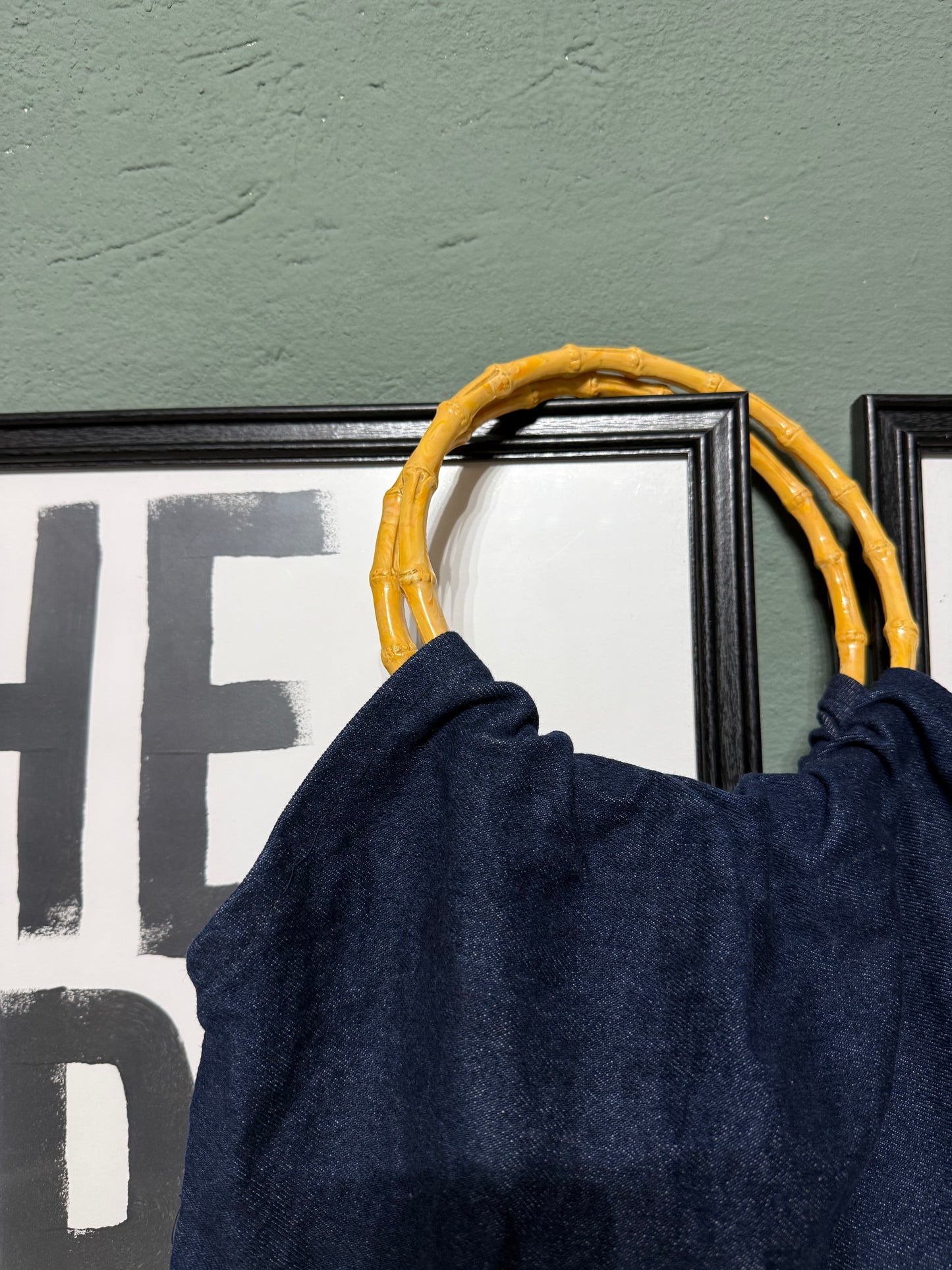 Borsa Tote denim manico bamboo