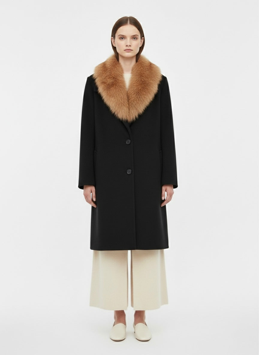 Cappotto vintage collo eco fur 80% lana