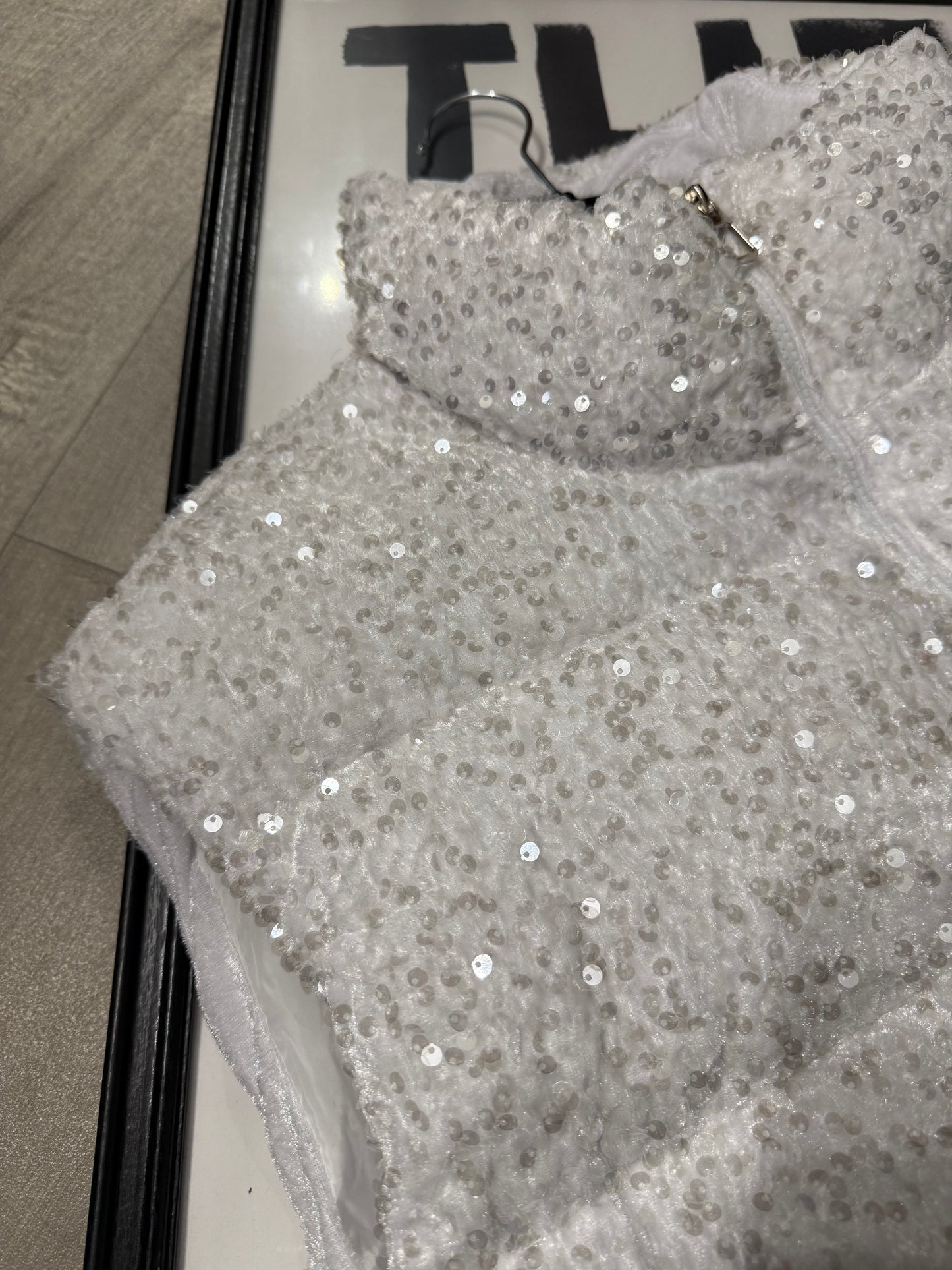 Gilet fluffy paillettes