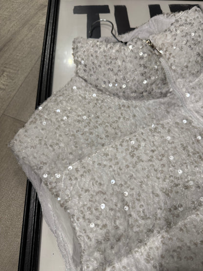 Gilet fluffy paillettes