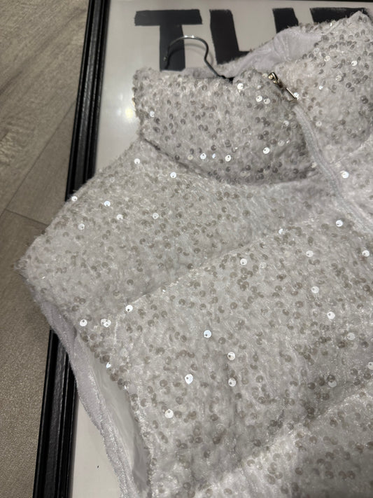 Gilet fluffy paillettes
