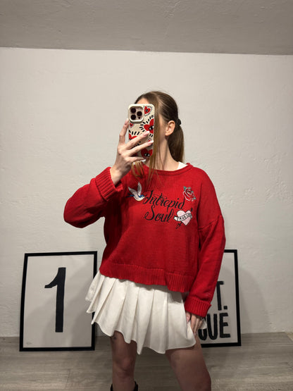 Maglioncino vintage tricot cotone patch