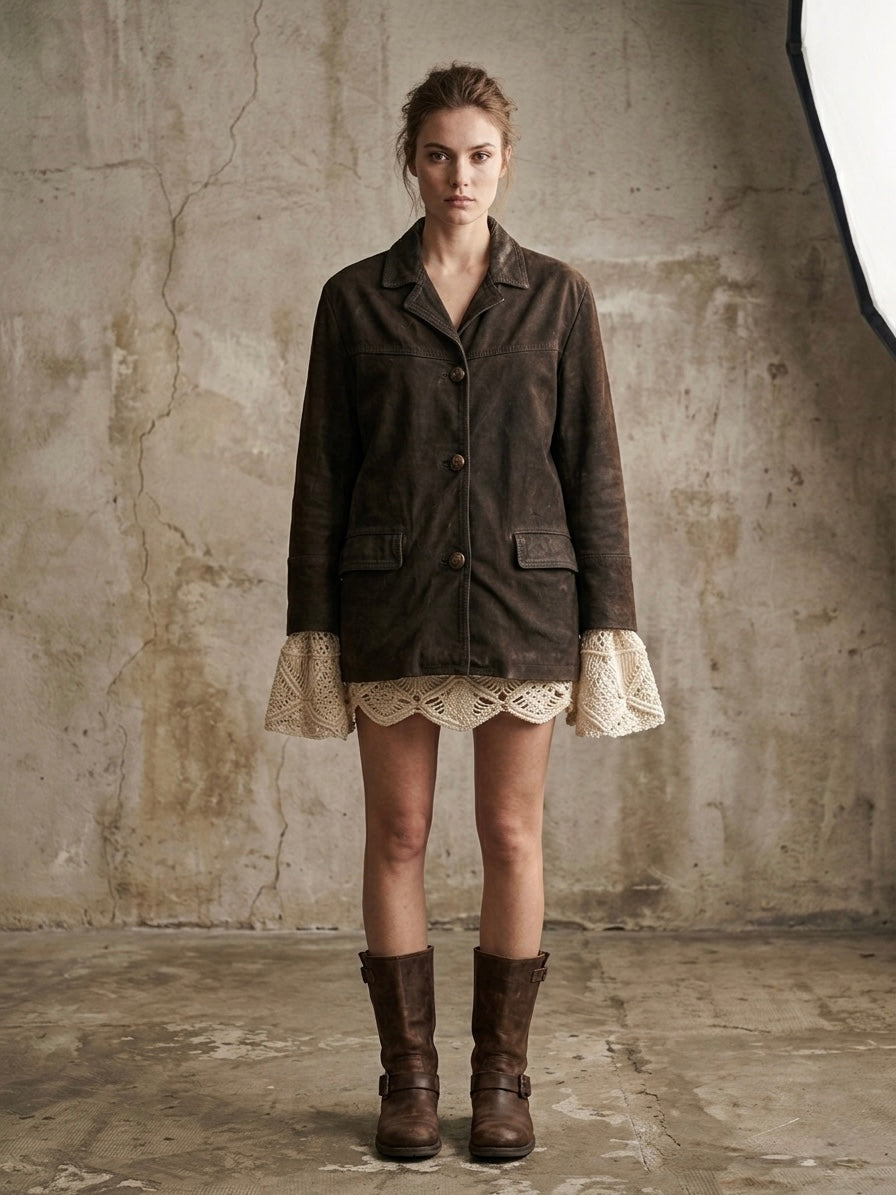 Giacca vintage in pelle ‘I’m not your therapist’