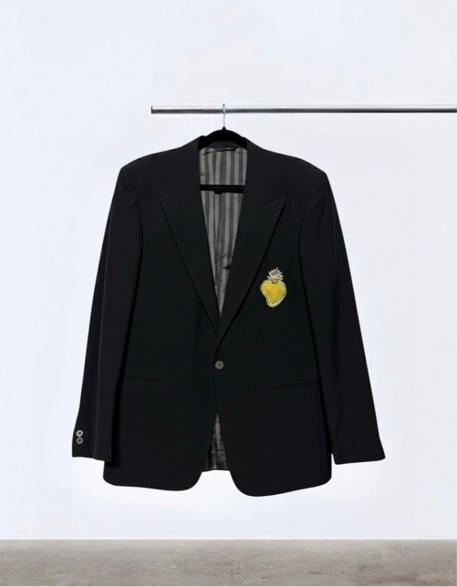 Blazer vintage ‘Amor e Sorte’ Sacré-Cœur handmade - upcycling 100% lana