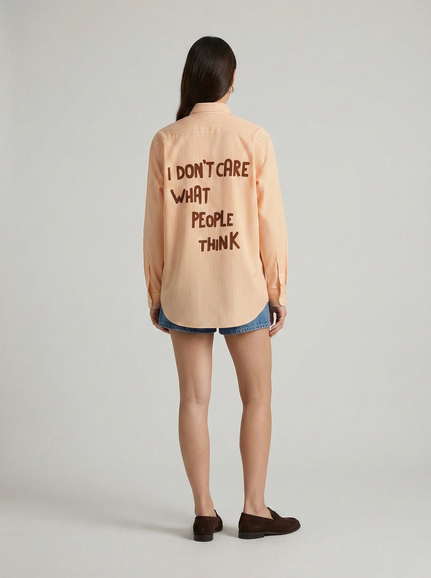 Camicia righe ‘I Don’t care’