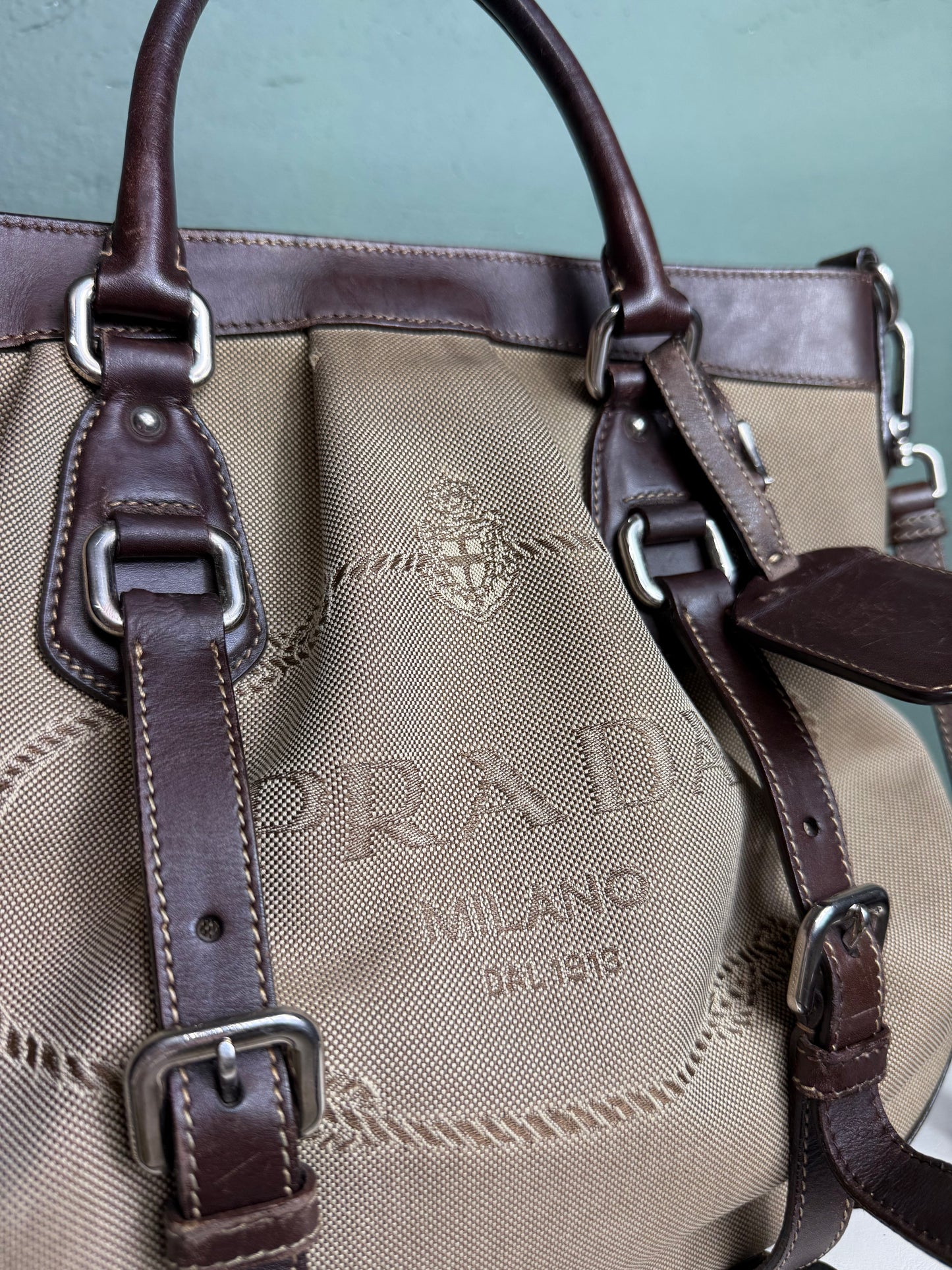 Prada Brown Canapa Canvas & Leather