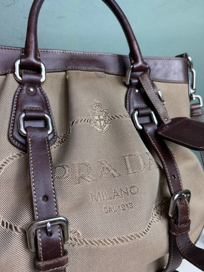 Prada Brown Canapa Canvas & Leather