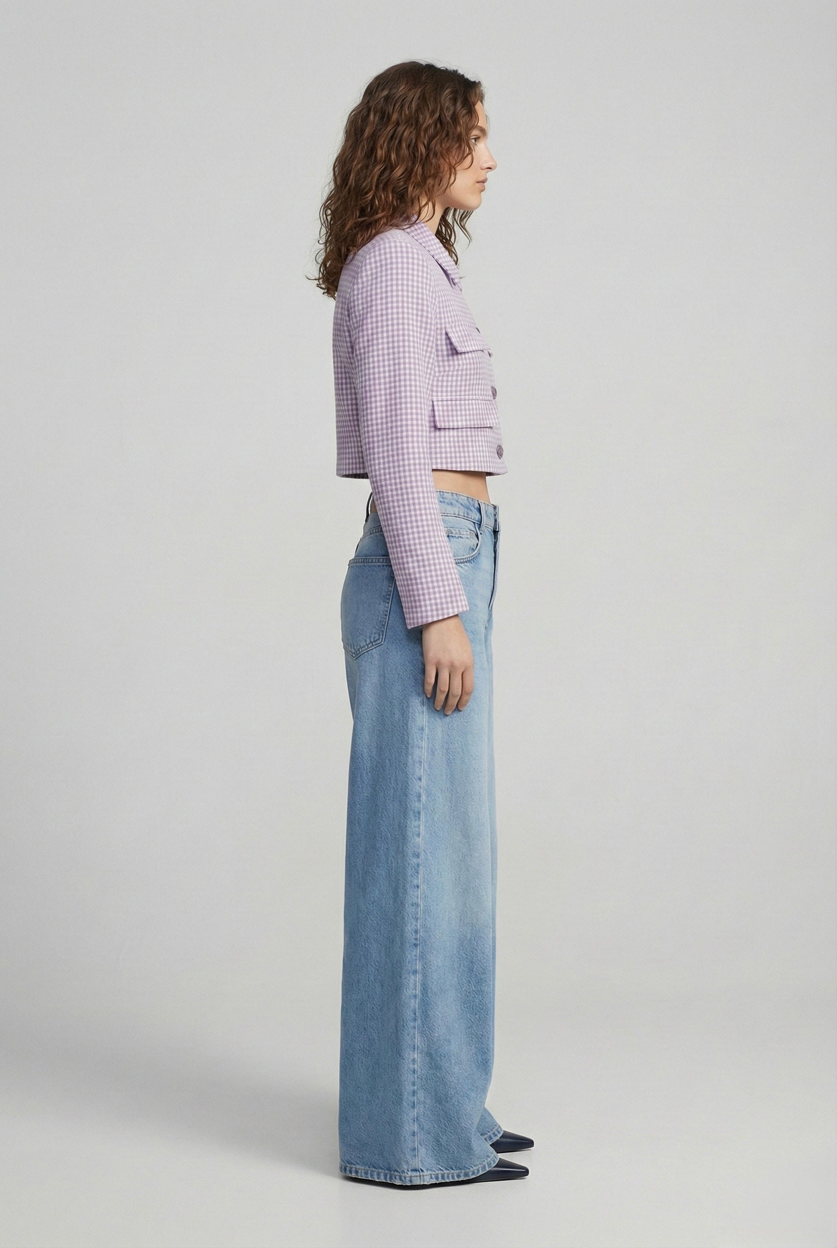 Blazer crop Vichy lavanda Zara