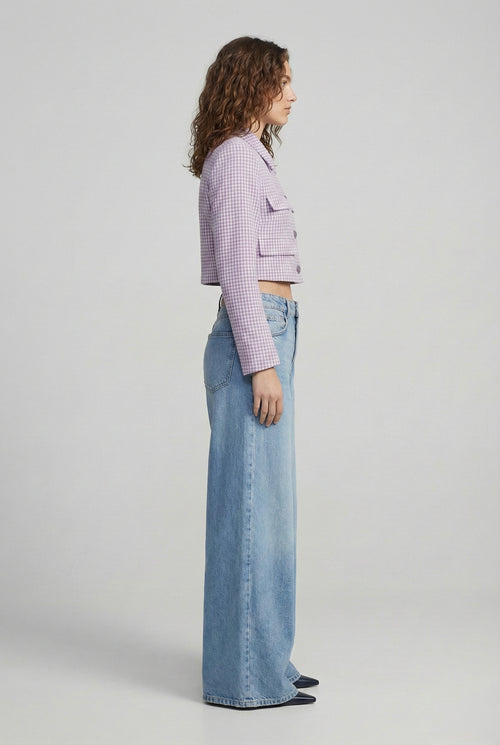 Blazer crop Vichy lavanda Zara