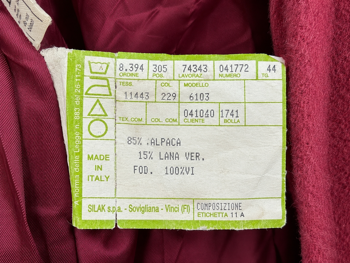 Cappotto vintage lampone 85% alpaca