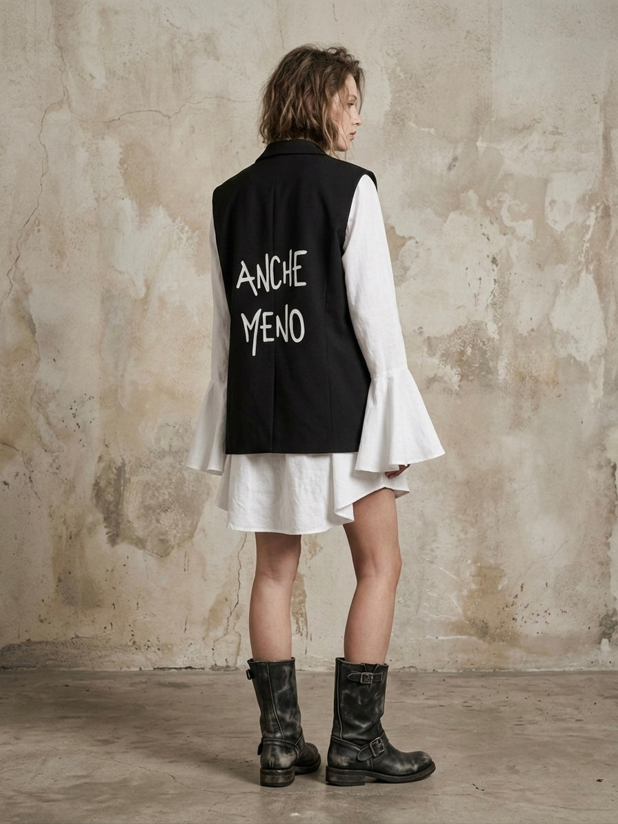 Blazer smanicato ‘anche meno’ hand printed